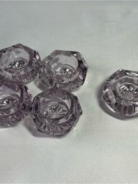 Vintage Clear Crystal Starburst Open Salt Dips/Cellars Set of 6 Hint Of Glow